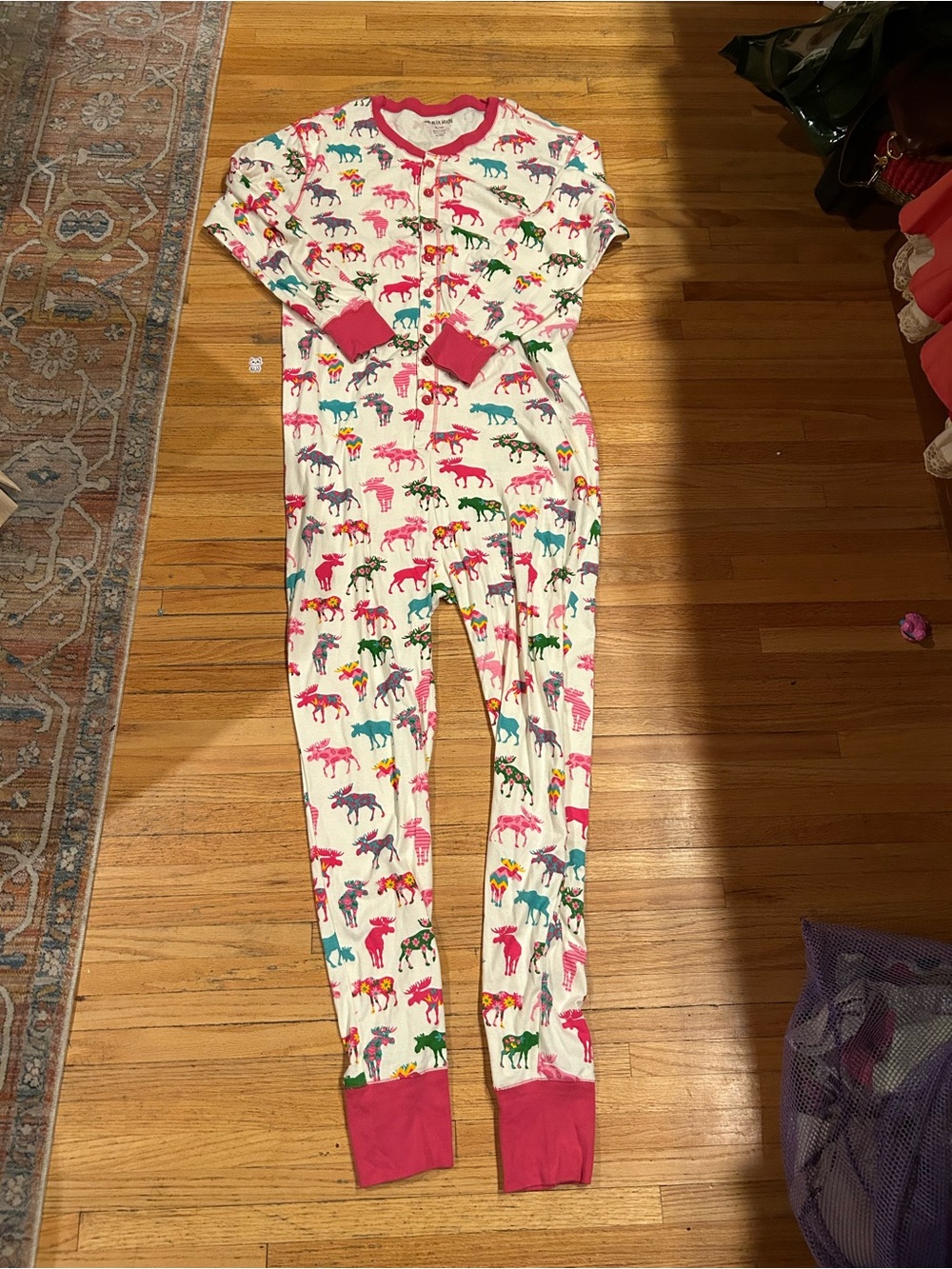 Little blue house moose onesie long johns